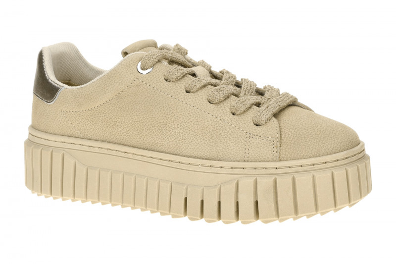 Tamaris Schuhe Plateau Sneaker beige silber 23702