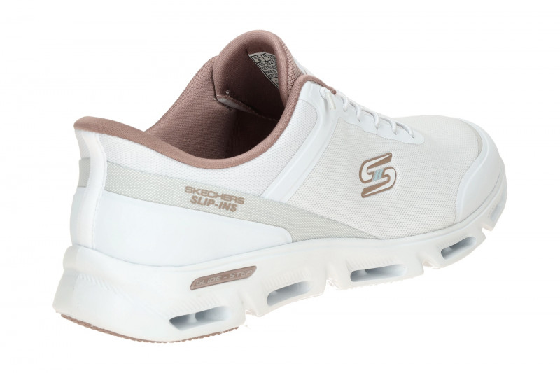 Skechers Glide Step Schuhe weiß altrosa Damen SLIP INS 104616