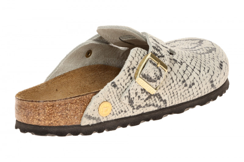 Birkenstock Boston Pantolette grau Snake SCHMAL-WEIT 1033086