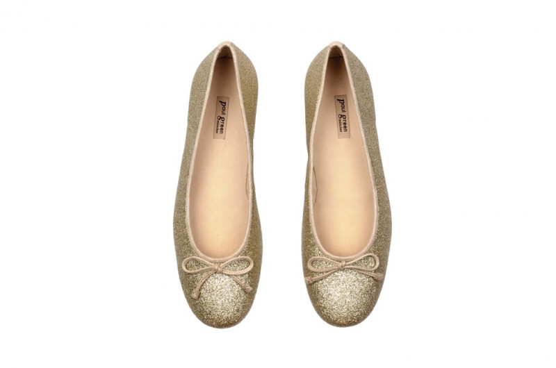 Paul Green Ballerinas 3104-781 in glitter gold