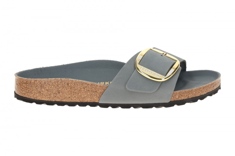 Birkenstock Madrid Big Buckle Pantolette grau blau SCHMAL