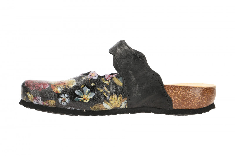 Think Julia Pantolette schwarz Blumen Clogs