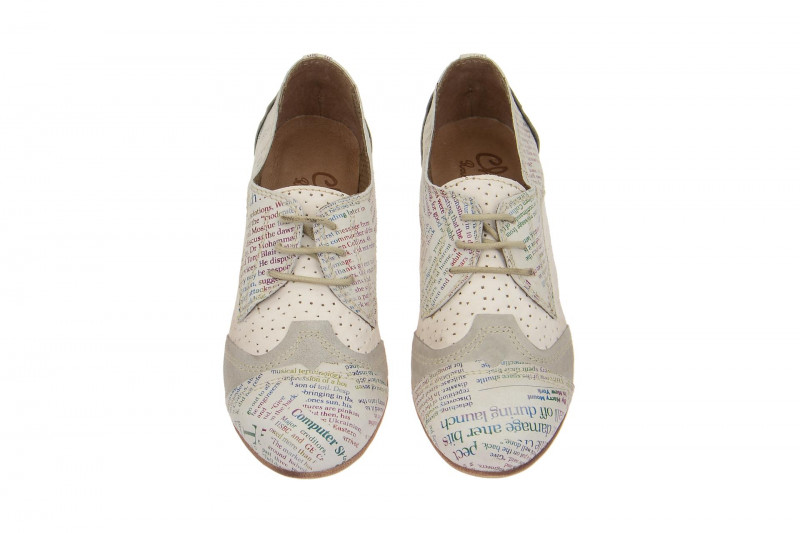 Charme Schuhe weiß buntes Text Muster 007M