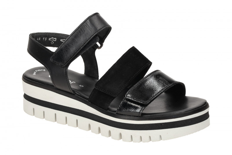 Gabor Plateau Sandalen schwarz Leder Mix 64.620.37