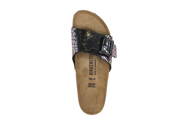 Birkenstock Catalina Cushion Buckle Pantolette schwarz bunt SCHMAL 1030889