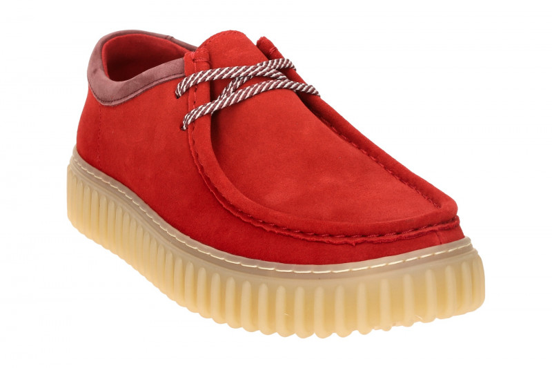 Clarks Torhill Lo Schuhe rot Velour Herren 26187379