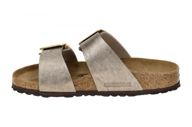 Birkenstock Sydney Cushion Buckle Pantolette taupe braun SCHMAL 1029372