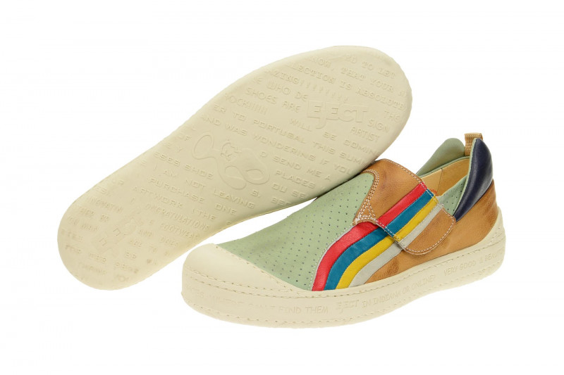 Eject Dass Herren Slipper grün braun bunte Streifen 16903