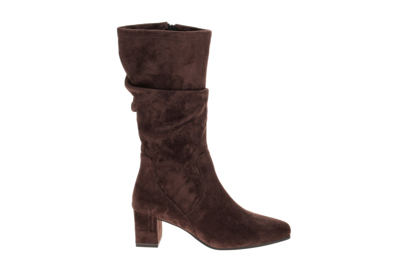 Caprice Stiefel Mid Rise braun Stretch Samt gerafft 25303