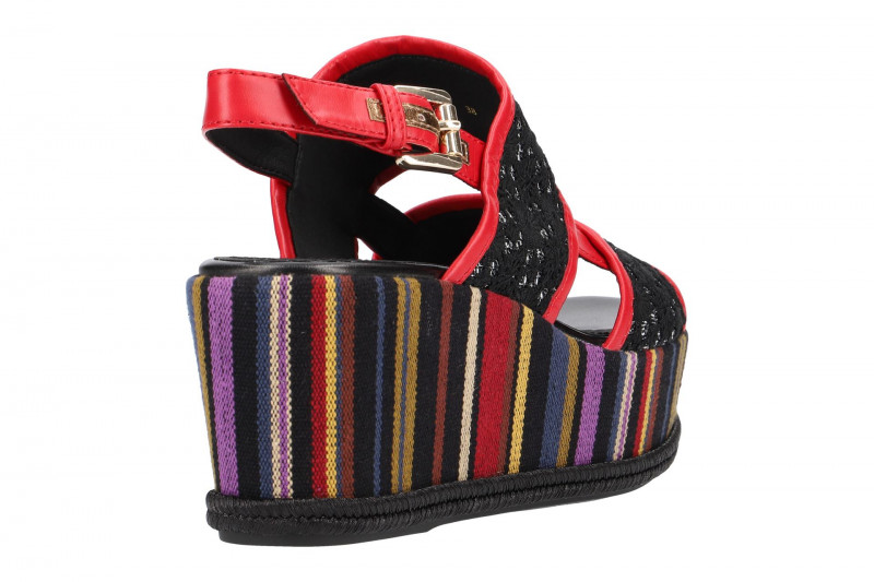 Geox Sakely Plateau Sandale schwarz rot