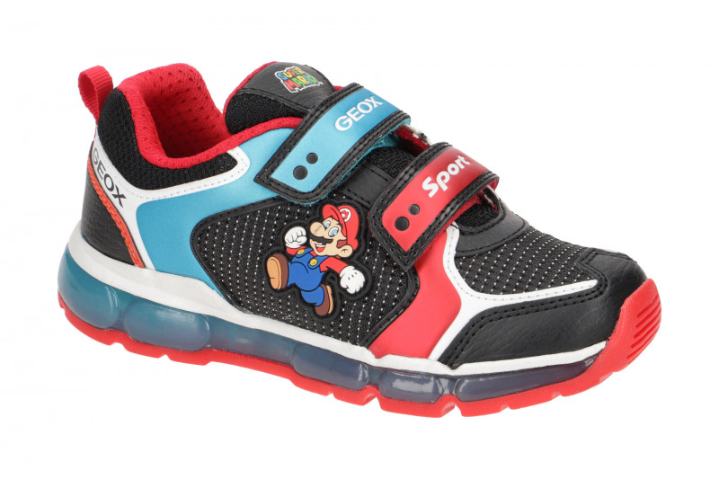 Geox Kinder Schuhe schwarz rot Super Mario J1644A