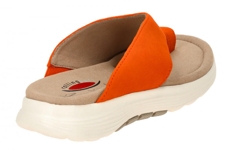 Gabor RollingSoft Zehentrenner Pantolette orange Velour 46.812.32
