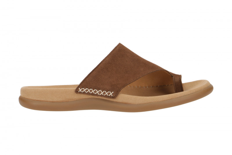 Gabor Zehentrenner Pantolette braun samt