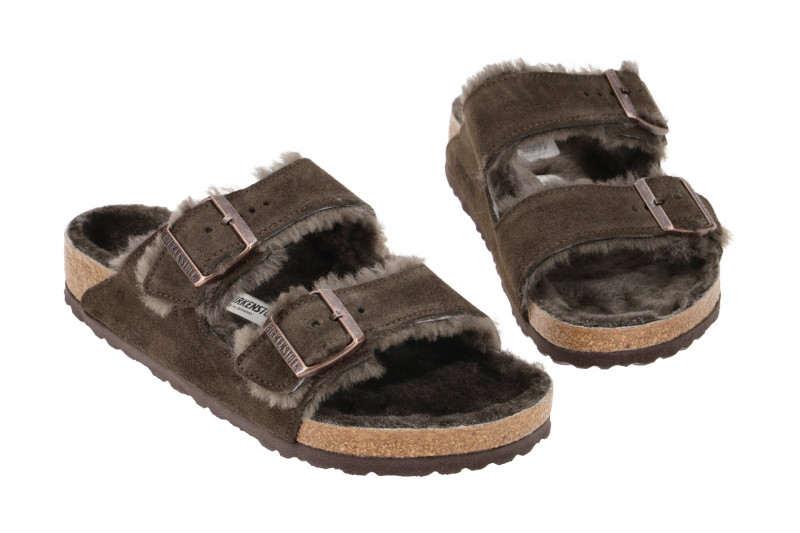 Birkenstock Arizona Shearling Pantolette dunkelbraun Lammfell 1020566