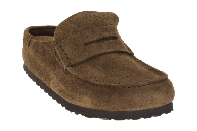 Birkenstock Naples Wrapped Mokassin Clog Pantolette braun Schmal-Weit