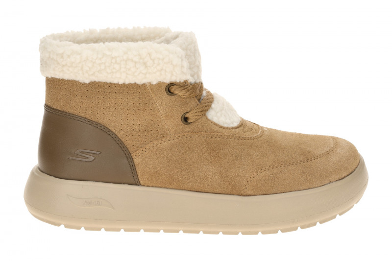 Skechers Go Walk Stiefeletten braun Fellkragen dünn gefüttert