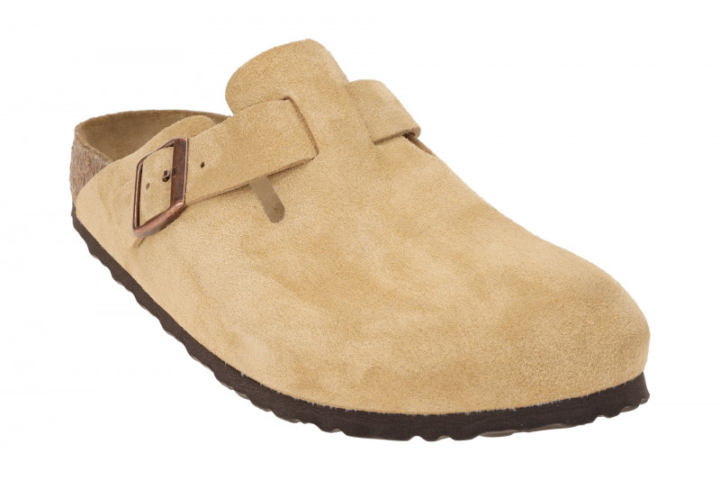 Birkenstock Boston Pantolette beige braun Schmal 1026164