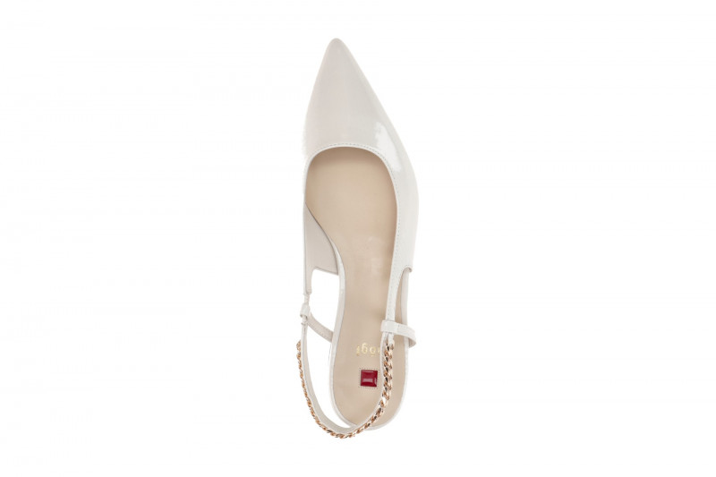 Högl Jessica Sling Pumps weiß glänzend Schmuck-Kette 1916