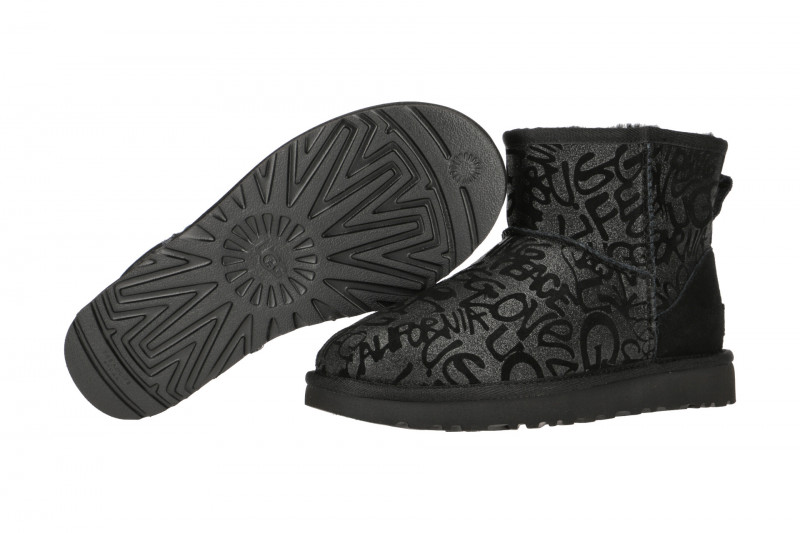 UGG Stiefel schwarz Classic Mini Sparkle Graffiti