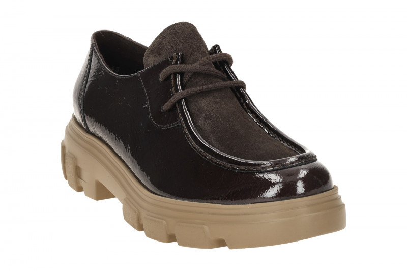 Paul Green Schuhe braun Lack Velour Mokassin Loafer 1183