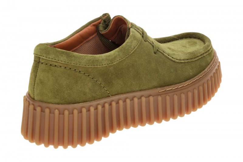 Clarks Torhill Bee Mokassin Schuhe grün olive Velour 26184586