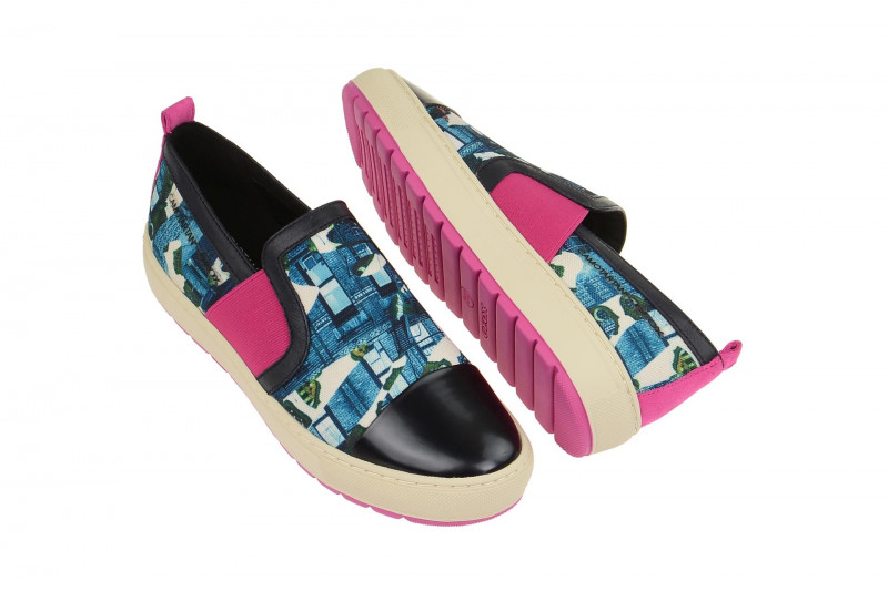Geox Breeda Designer Schuhe Slipper blau print