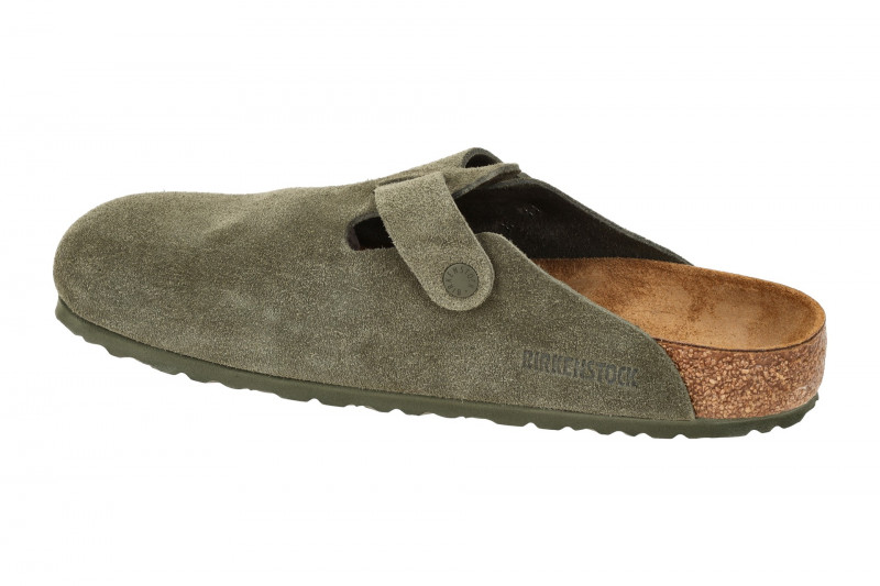 Birkenstock Boston Clogs Pantoletten grün Velour Normal-Weit 1024721
