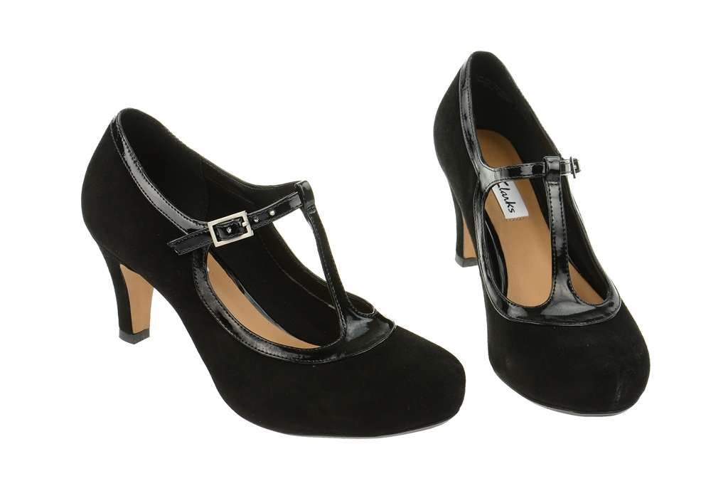 Clarks Mädchen-Schuhlose 'Sea Shimmer T' – Schwarz, Leder, Klettverschluss, Größe 27 EU