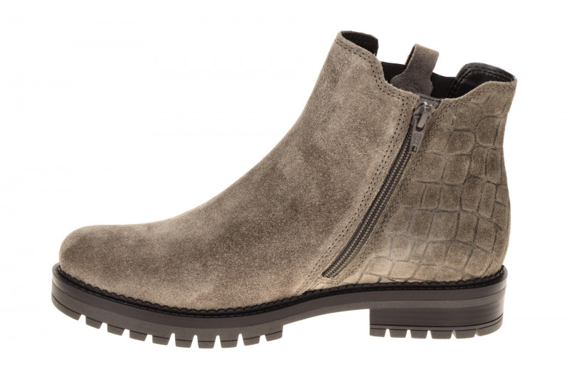 Gabor Stiefelette grau taupe Kroko H-Weite 8024.01.007