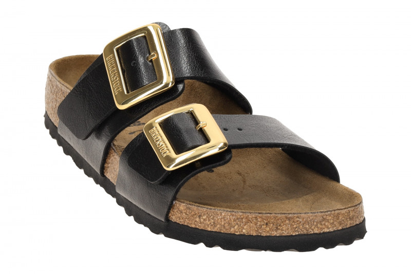 Birkenstock Sydney Cushion Buckle Pantolette schwarz metallic SCHMAL 1029457