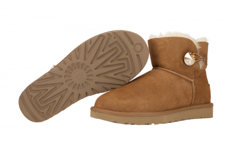 UGG Mini Bailey Button Bling Stiefel braun
