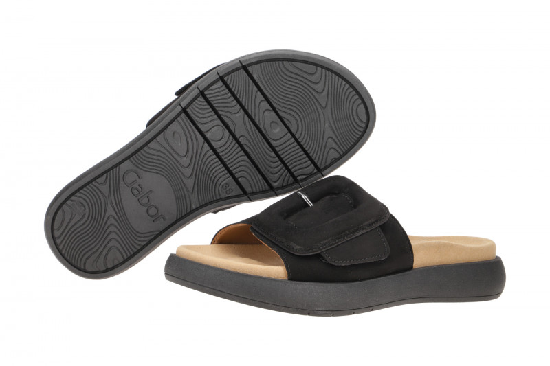 Gabor Plateau Pantolette schwarz Velour 83.751.17