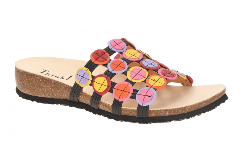 Think Julia Pantolette schwarz bunte Punkte 247