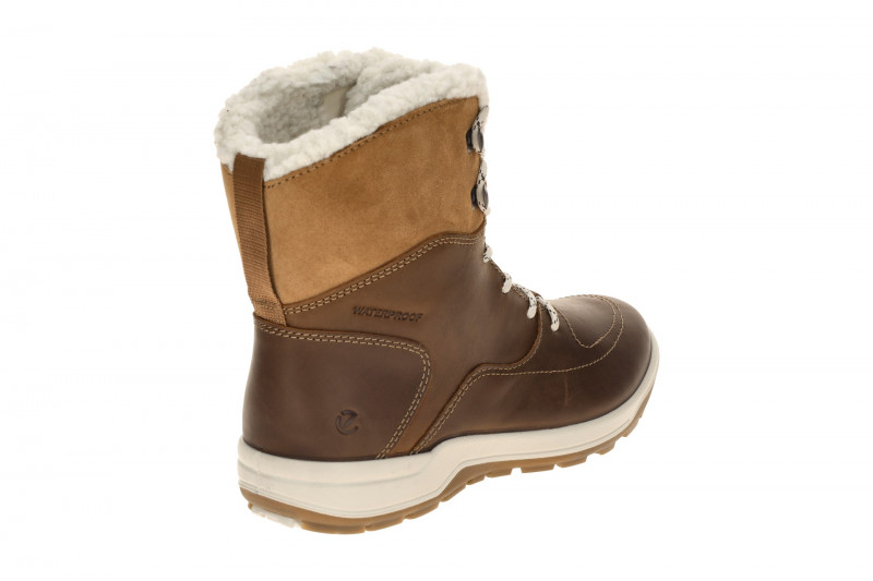 Ecco Trace Stiefel Winter Schnür Boots braun camel Warmfutter