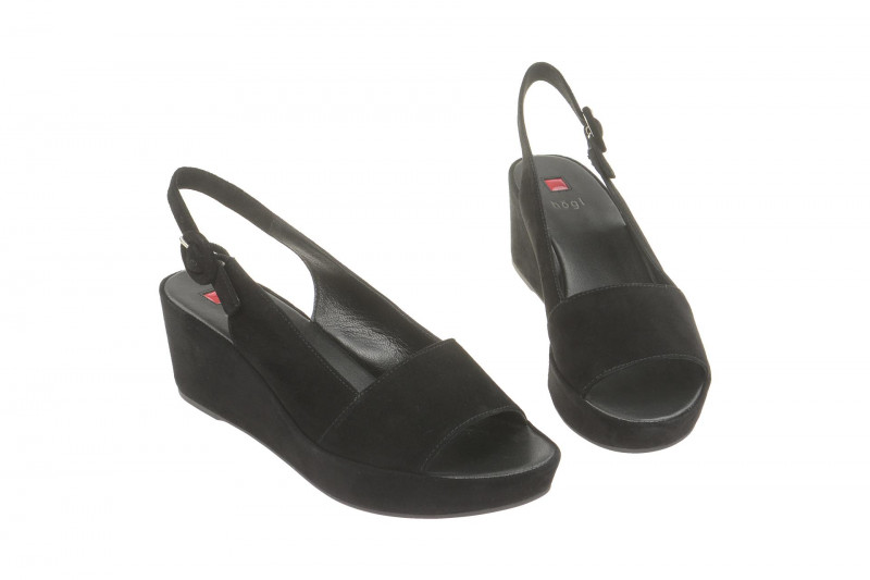 Högl Slingback Sandale schwarz Plateau 3202