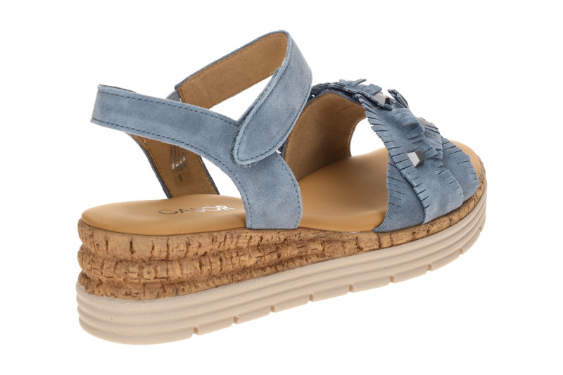 Gabor Keil Sandale blau Velour Fransen 82.704.26