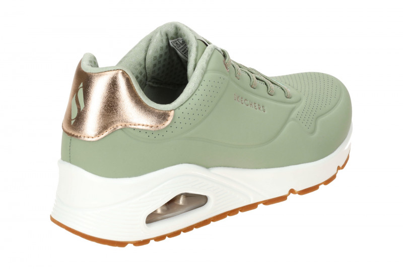 Skechers Uno Schuhe Damen Sneakers grün rose metallic 155196