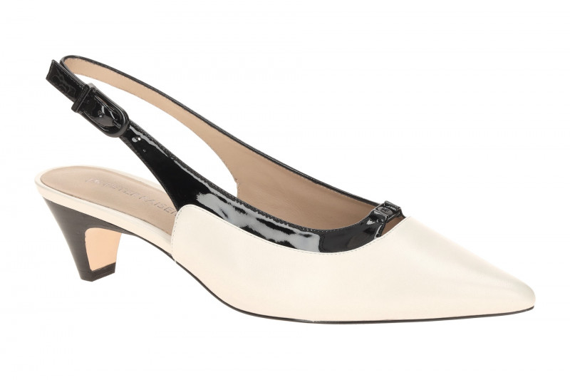 Peter Kaiser Sling Pumps weiß schwarz Kitten Heel 79504