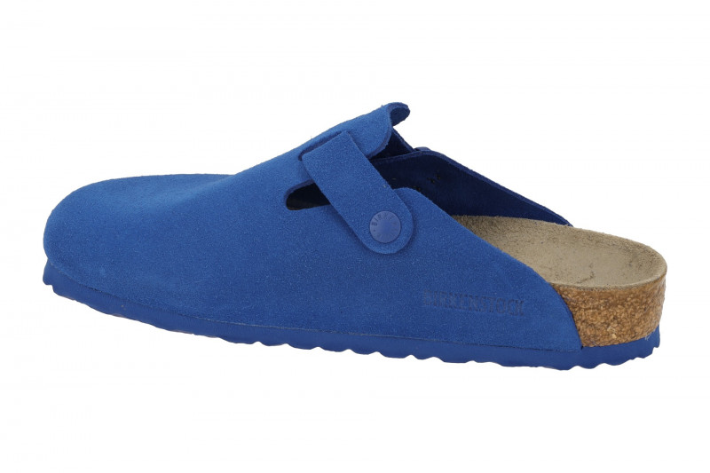 Birkenstock Boston Clogs Pantoletten ultra blau Velour Normal-Weit 1022556