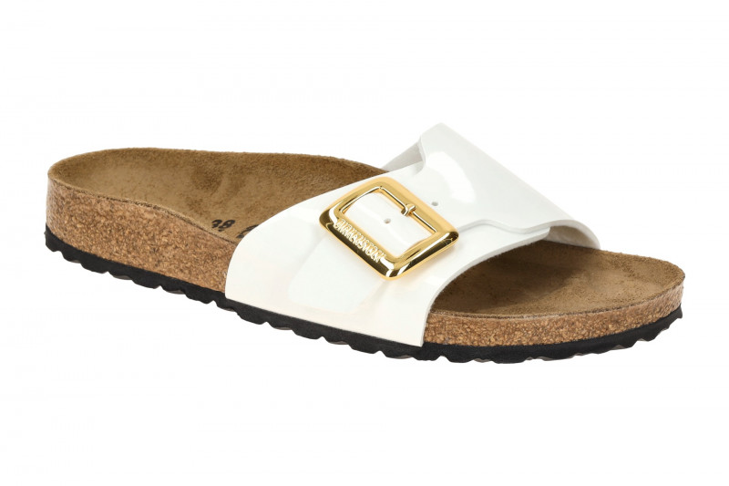Birkenstock Catalina Cushion Buckle Pantolette weiß Lack SCHMAL 1029437