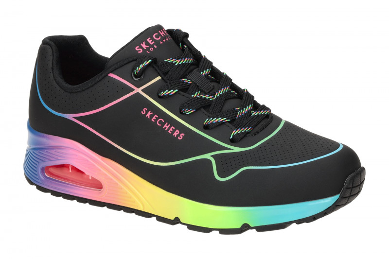 Skechers Uno Schuhe schwarz bunt Linien 155148