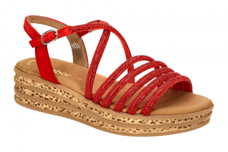 Gabor Fashion Plateau Sandalen rot Strass 64.555.85