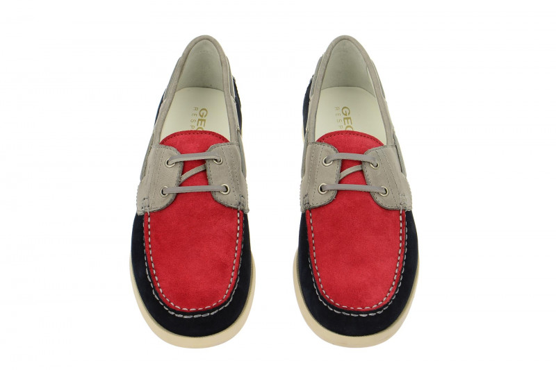 Geox Respira Juarez Schuhe Mokassin in rot blau grau