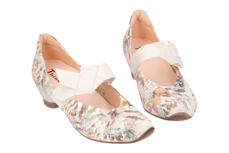 Think Aida Riemchen Pumps weiß effekt tahiti