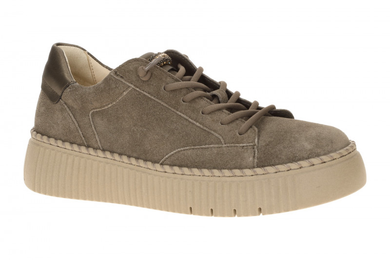 Gabor Schuhe taupe braun Plateau Sneakers Strass-Schmuck 6014