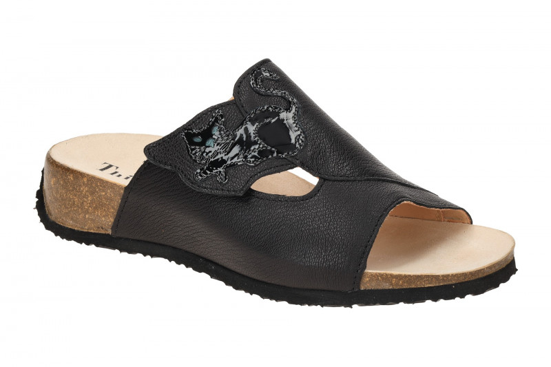 Think Mizzi Pantoletten schwarz Katze 1172