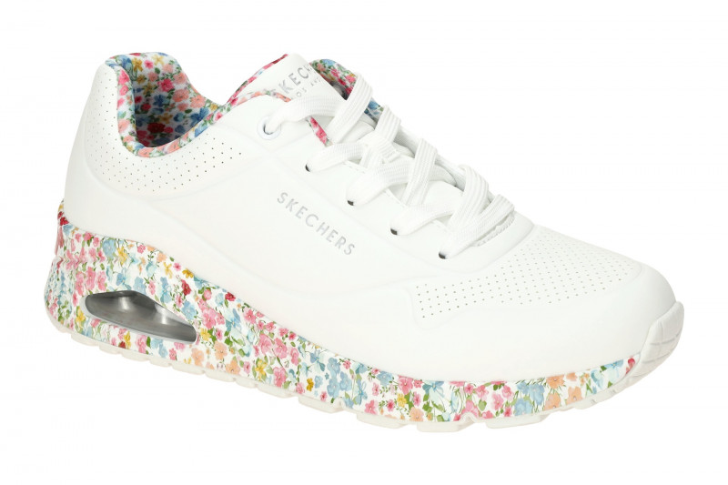 Skechers Uno Schuhe weiß Blumenmuster Sohle 155583