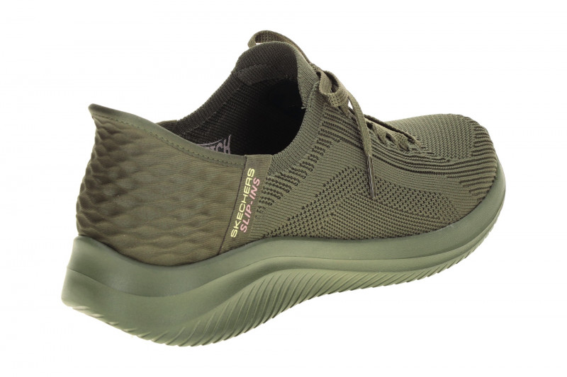 Skechers Ultra Flex Slipper Schuhe grün olive SLIP-INs 150447