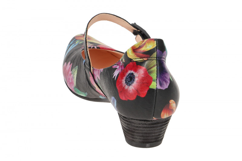 Think Aida 532 Riemchen Pumps schwarz bunte Blumen