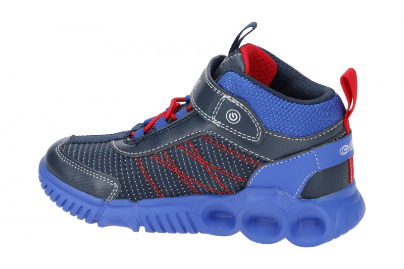 Geox Wroom Kinder Schuhe blau rot Blinker J26GAA